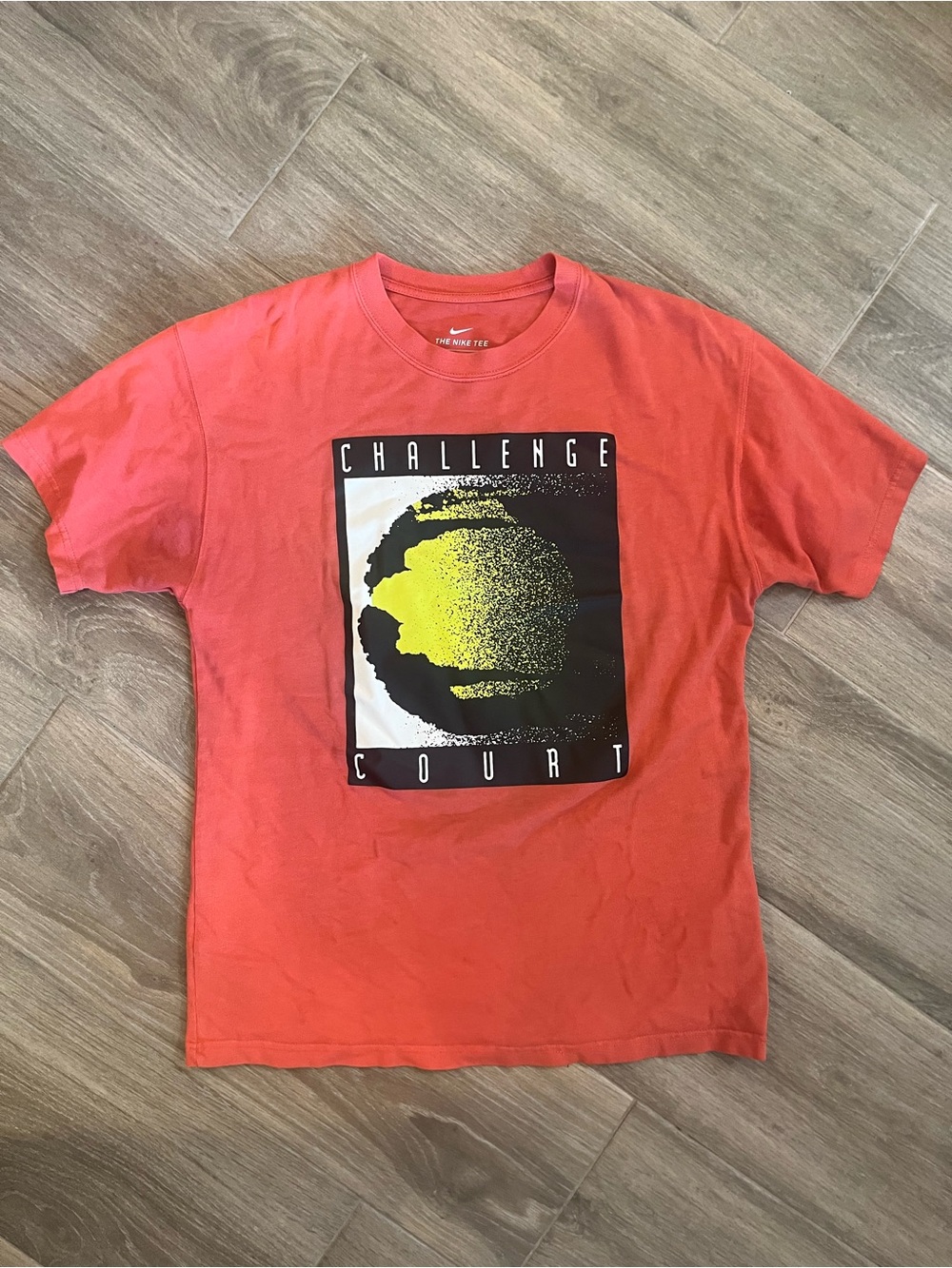 Nike Men’s Coral Short-Sleeve Graphic Tee with Yellow/Black Print